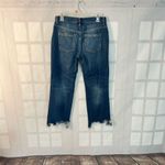Free People  Blue Maggie Whiskered Faded Cotton Cropped Raw Hem Jeans Size 26 Photo 4