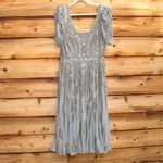 Mac Duggal 5434 Short Sleeve Beaded A-line Tea Length Dress Photo 5