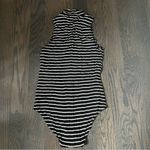 PAIGE Black & White Striped Mockneck Bodysuit Photo 4
