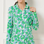 Talbots  Cozy Crush Half Zip‎ Pullover Floral Fields 1/4 Zip Top Shirt Casual Med Photo 0