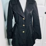 Jessica Simpson Black Peplum Trench Raincoat Size Small Photo 0