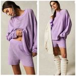 Free People  Beach Malibu Surf Knit Shorts Size Large Purple Boho Loungewear Photo 1