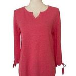 Talbots New  Woman’s Pink Sweater notched neck tie 3/4 length sleeves, Sz MP Photo 0