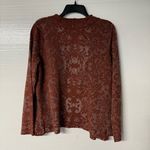 Chico's Chico’s Cardigan Women M Rust Brown Open Front Waterfall Ruffled Lace Textured Photo 7