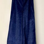Frances Valentine Velour High Waisted Wide Leg Tuxedo Pants Navy Women's Size 6 Blue Photo 1