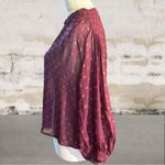 Moulinette Soeurs Anthropologie  Allegra Foil Dot Button Blouse Maroon Size Small Photo 2