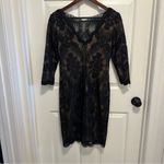 Tadashi Shoji  Zuri Black Lace Illusion Sheath Dress Size 4 Photo 1