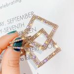 Minimalist Geometric Square Earrings For Women Shiny Luxury Rhinestone Drop Earr Photo 3