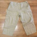Flax  Tan Linen Coastal Grandma Lagenlook Resortwear Vacation Wide Leg Pants L Photo 0