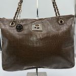 DKNY  Croc Embossed Leather Adjustable Woven Chain Tote Photo 1