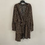 City Chic Jemma Top Plus 18 Geo Animal Print Wrap V Neck Long Sleeve Asym Hem Photo 2