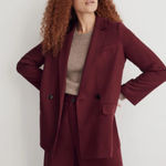 Madewell  Drapeweave Caldwell Double-Breasted Blazer Cabernet Size Medium Photo 0