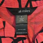 Ali Miles Size S Tunic Top Button Front Coral Black Print Artsy Art To Wear Orange Photo 2