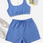SheIn Solid crop tank top and drawstring short set Photo 1