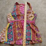 Lily White Size Medium M boho Indie Sleeveless Top Purple Abstract Deep V Neck Photo 3