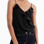 J.Crew Ruffle Velvet Cami Top Womens Size 0 V-Neck Black Photo 0