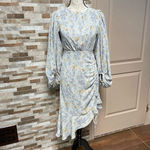 O.P.T. OnePrettyTime French tea floral printed elegant dress puff sleeves Sz S Photo 6