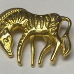 Zebra Zoo Wild Animal Jewelry Pin Brooch Gold Color Metal Vintage Photo 1