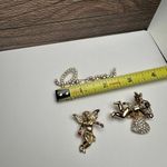Cherub Angel Glory Rhinestone Brooch Pin Lot Of 3 Gold Tone Photo 3