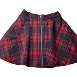 Hot Topic Y2K Red Black Mini Plaid Skirt Zip Punk Goth Skate School Size XS Photo 0