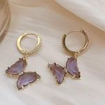Purple Butterfly Dangle Drop Earrings for Women Photo 1