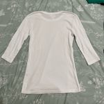 Michael Stars  Shimmery White 3/4 Sleeve Tee Sz M/L Anthropologie Photo 2