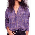 Free People | Women's Oversize Break My Stride Plaid Button Up Shirt Sz S Photo 1