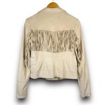 JouJou Faux Suede Western Fringe Moto Jacket Zippers Lined Cream Ivory Medium Photo 4