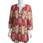 Tory Burch ‎ Tunic Top Dress Ikat Geometric Print 3/4 Sleeve Colorful Linen 10 Photo 2