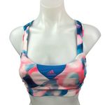 Adidas Blue Pink Tie Dye Square Neck Cross Back Athletic Sports Bra Crop Top XS Photo 0