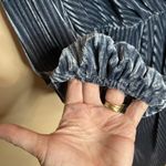 Merokeety  Long Sleeve Faux Wrap Velvet  Dress In Light Blue Photo 4