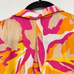 Joie  Pink Orange Print Short Sleeve Blouse Womens XL Tropical Vacation Bold Photo 7