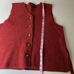 Liz Sport Vintage  Vest Womens Medium Red Boiled Wool V Neck Button Down Tie Back Photo 4