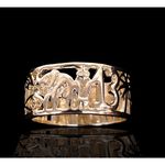 Laminated Gold Elephant Ring luckyBand Cutout PalmTree Unique Statement size 7 Photo 1