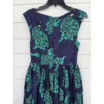 Modcloth  DuPenny Peacock Print Tea Length Dress Size 8 Fit Flare Small FLAW Photo 5