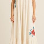 Johnny Was  LA JWLA White Embroidered Babydoll Midi Dress size Large $178 Photo 0