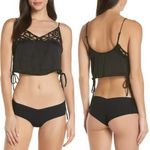 Free People  Blouson Brami Black‎ Satin Crop Top Women's XS Photo 13
