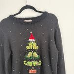 Longaberger  Vintage Black Christmas Sweater Embroidered Tree Heels Womens Large Photo 1