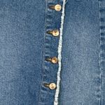 ZARA  Distressed Frayed Raw Hem RoseGold Button Down Denim Mini Jean Skirt L Blue Photo 9