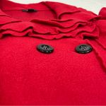 Alfani Merino Wool Ruffle Collar Double Button Red Button-Up Knit Sweater Sophisticated Photo 3