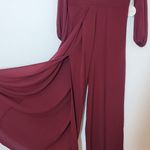 Luxxel  Burgundy Long Sleeve Jumpsuit NWT Size Medium Oxblood Wide Leg Jumpsuit Photo 4