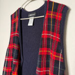 Gap Vintage Preppy Red and Blue Plaid Knitted Sweater Vest  Photo 1