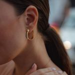 Hoop Earrings for Women 14K Gold Black and Gold Earrings Women’s Hoop Earrings, 30mm*6mm in Width Design Photo 2