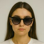 Black Round Sunglasses with Gold Accents – Women’s Fashion Shades Photo 0