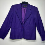 Adolfo International Women’s 100% Wool Blazer Size 8 Purple Single-Button Photo 0