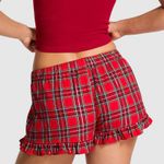 PINK - Victoria's Secret 🎄PINK VICTORIA’S SECRET Flannel Pajama Shorts Bright Red Forest Green Plaid S Photo 7