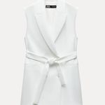 ZARA blazer vest dress white belt waist tie casual bussines office Photo 7