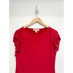Michael Kors  Red Shirt Ladies Size Small Ruched Pullover Short Sleeve Logo‎ Photo 4
