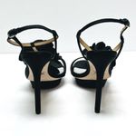 Badgley Mischka  Randee Black Satin Chiffon Rosettes Stiletto Sandal Heel Size 8 Photo 4