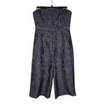 Hutch ANTHROPOLOGIE Women’s Metallic Navy Brocade Strapless Jumpsuit Photo 2